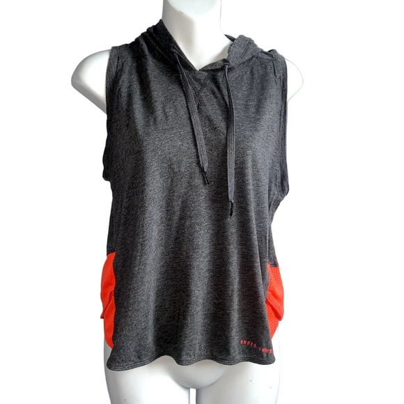 Under Armour Tank Top Women Small Gray Color Block Shirt With Hood * - Picture 1 of 5
